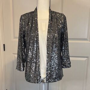 Silver Sequins Open Front Jacket